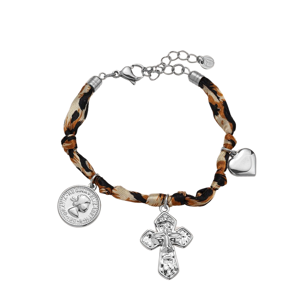 Herz Engel Armband Leopard Look - Silber