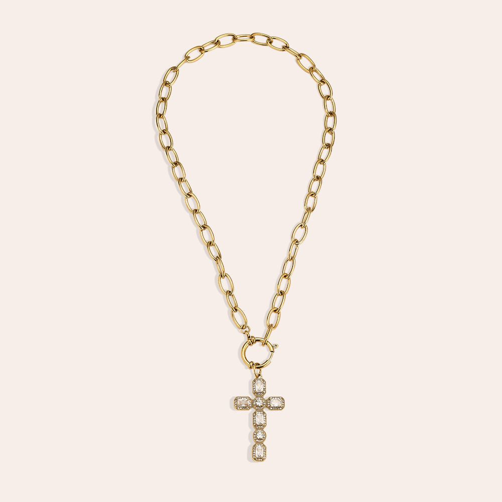 Strahlendes Kreuz – Elegante Kette mit 14K Vergoldung