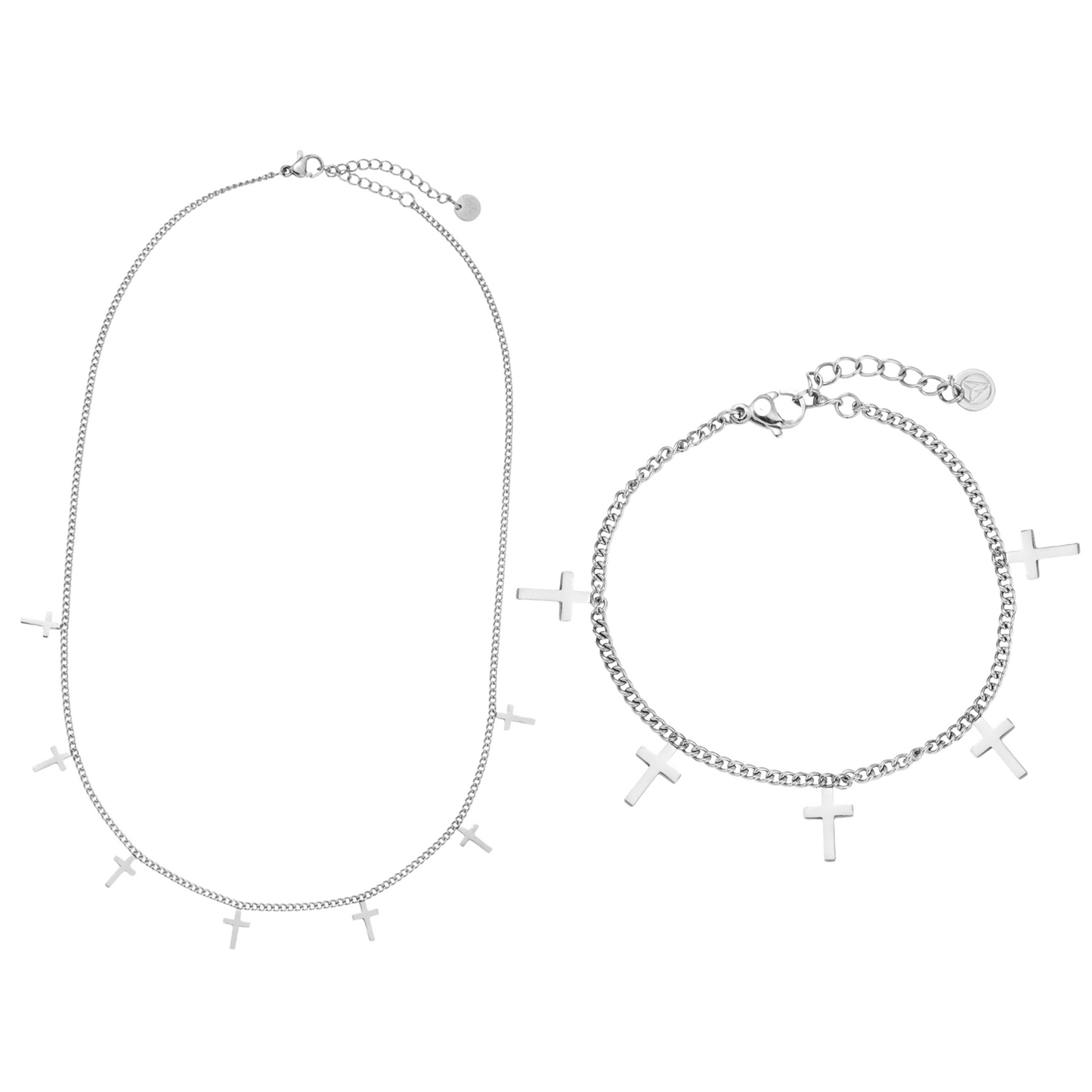 Pure Cross Halskette + Armband BUNDLE - SILBER