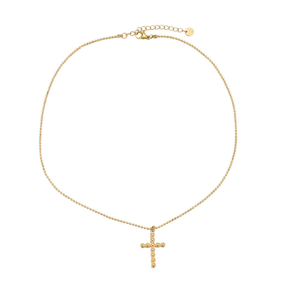 Kugel Kreuz mit Kette - 14K Vergoldet