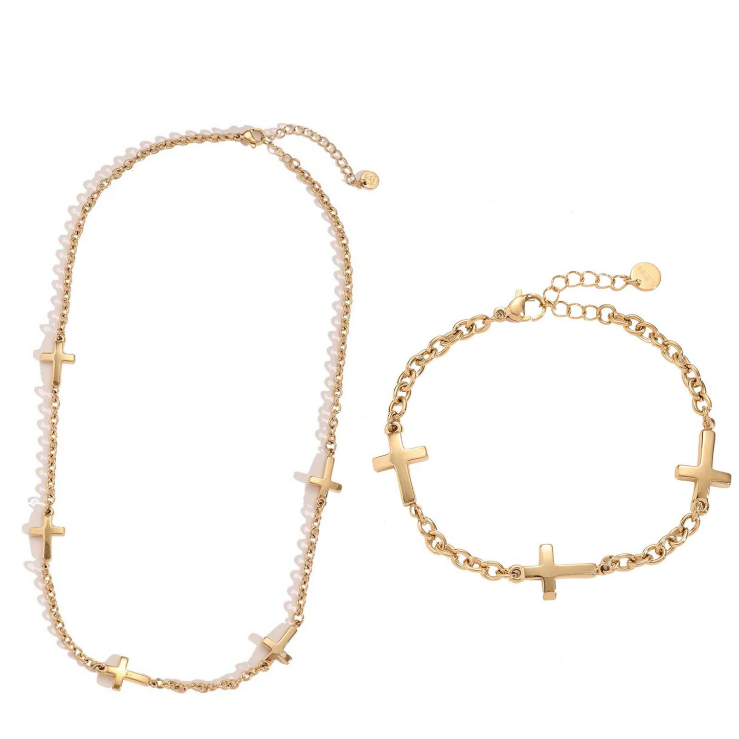 CROSS Halskette und Armband 14K Vergoldet - BUNDLE