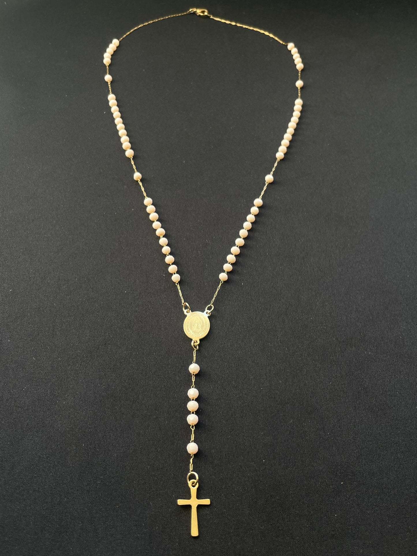 Rosenkranz Creme / Rosa - 316L Edelstahl