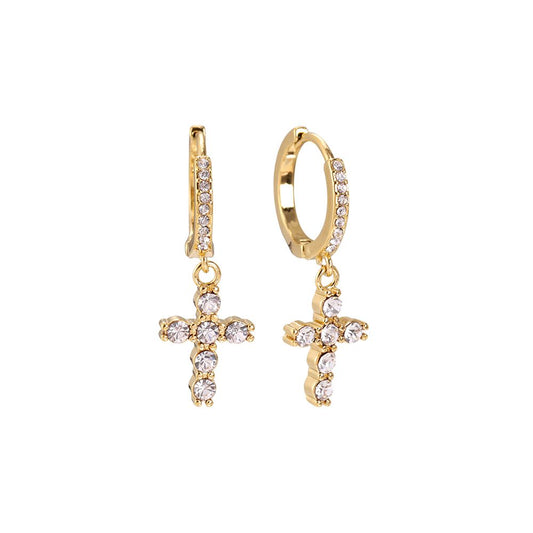 Moderne Kreuz Ohrringe - 14K Goldplattierung