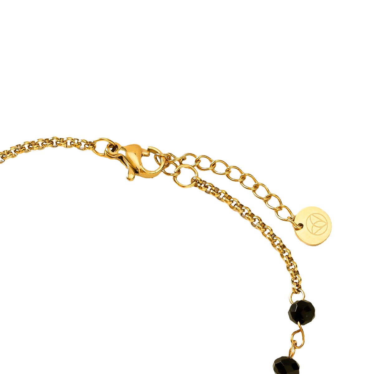 Natural Cross mit Schwarzen steinen Armband - 14K Goldplattierung