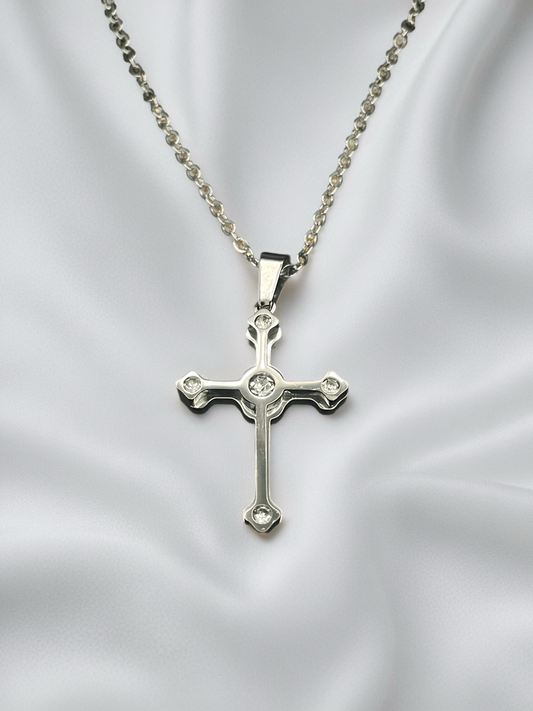 Glorious Cross Halskette mit Zirkonia - Silber