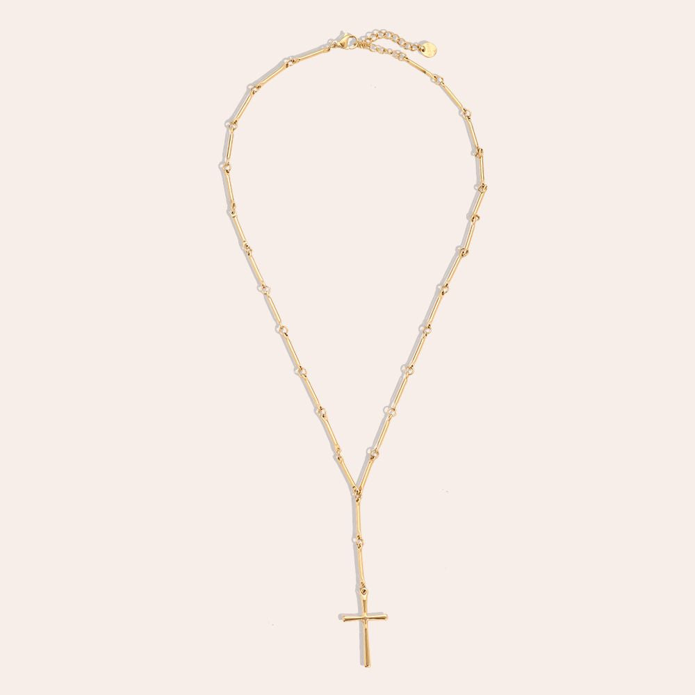Kreuz im Bamboo Look - 14K Goldplattierung