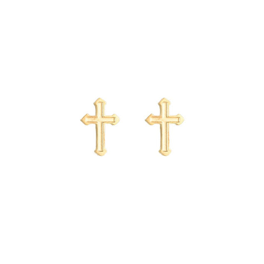 Embossed Kreuz Ohrstecker - 14K Goldplattierung