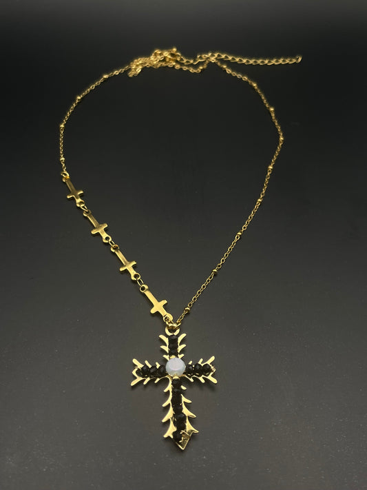 Opal Sanctum Halskette Schwarz - 14K Vergoldet