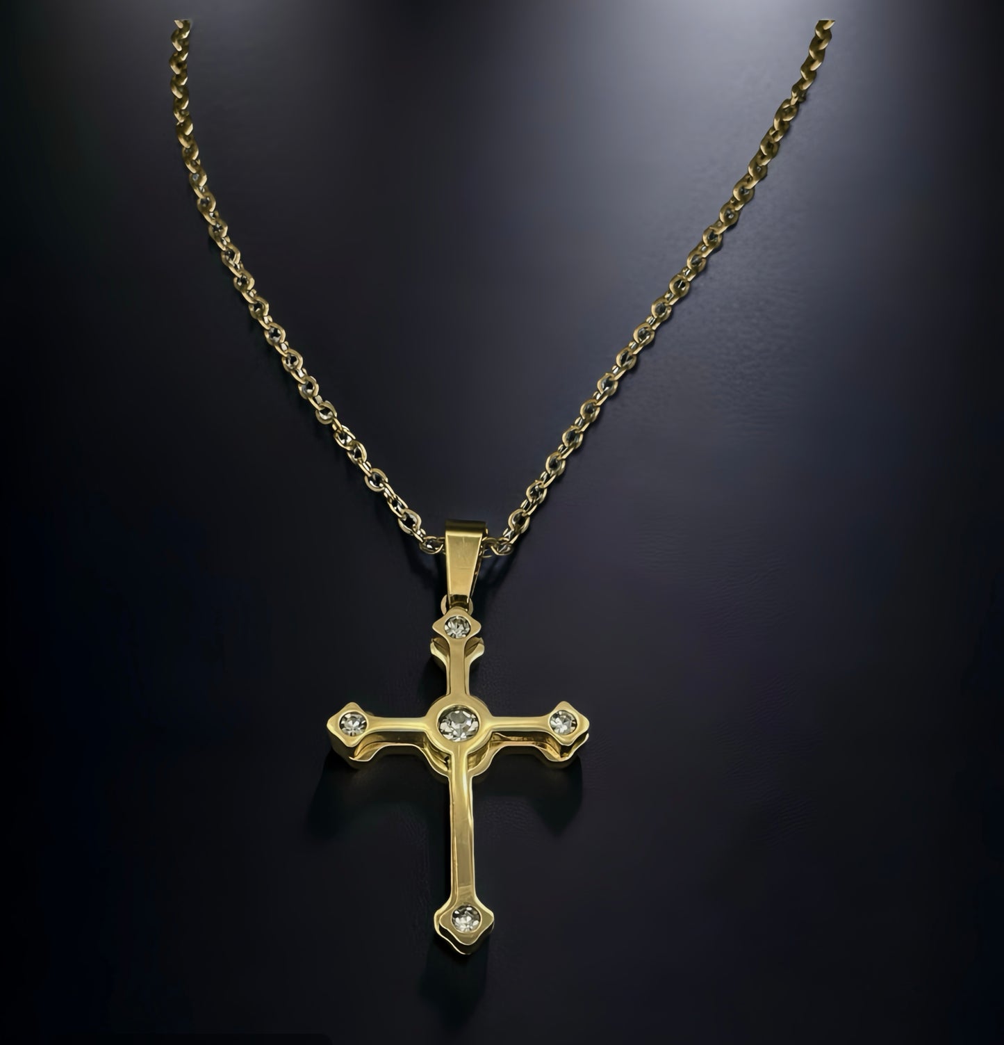 Glorious Cross Halskette mit Zirkonia - 14K Vergoldet