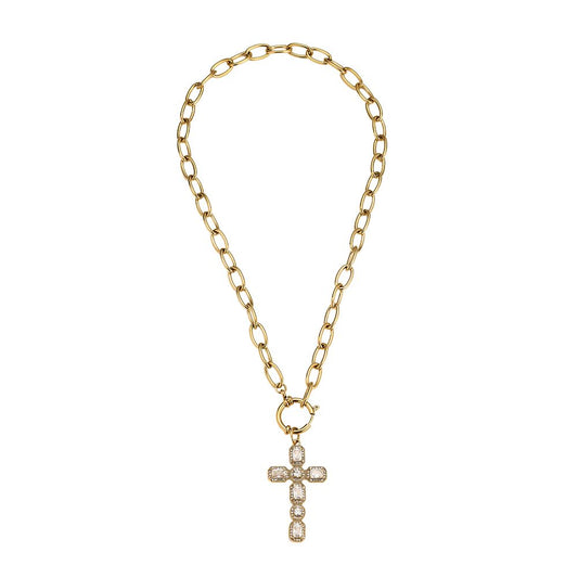Strahlendes Kreuz – Elegante Kette mit 14K Vergoldung