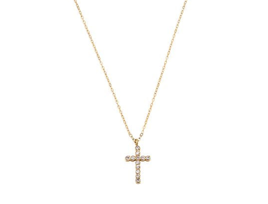 Elegante Kreuzkette mit Steinen – 14K Goldplattierung