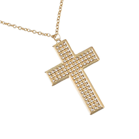 Kreuz mit steinen Groß - 14K Goldplattierung