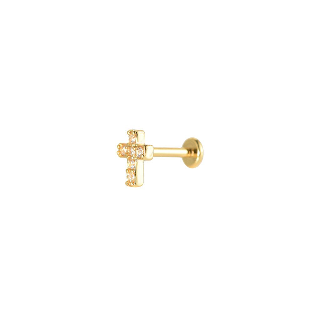 Simples Kreuz Piercing- 14K Goldplattierung