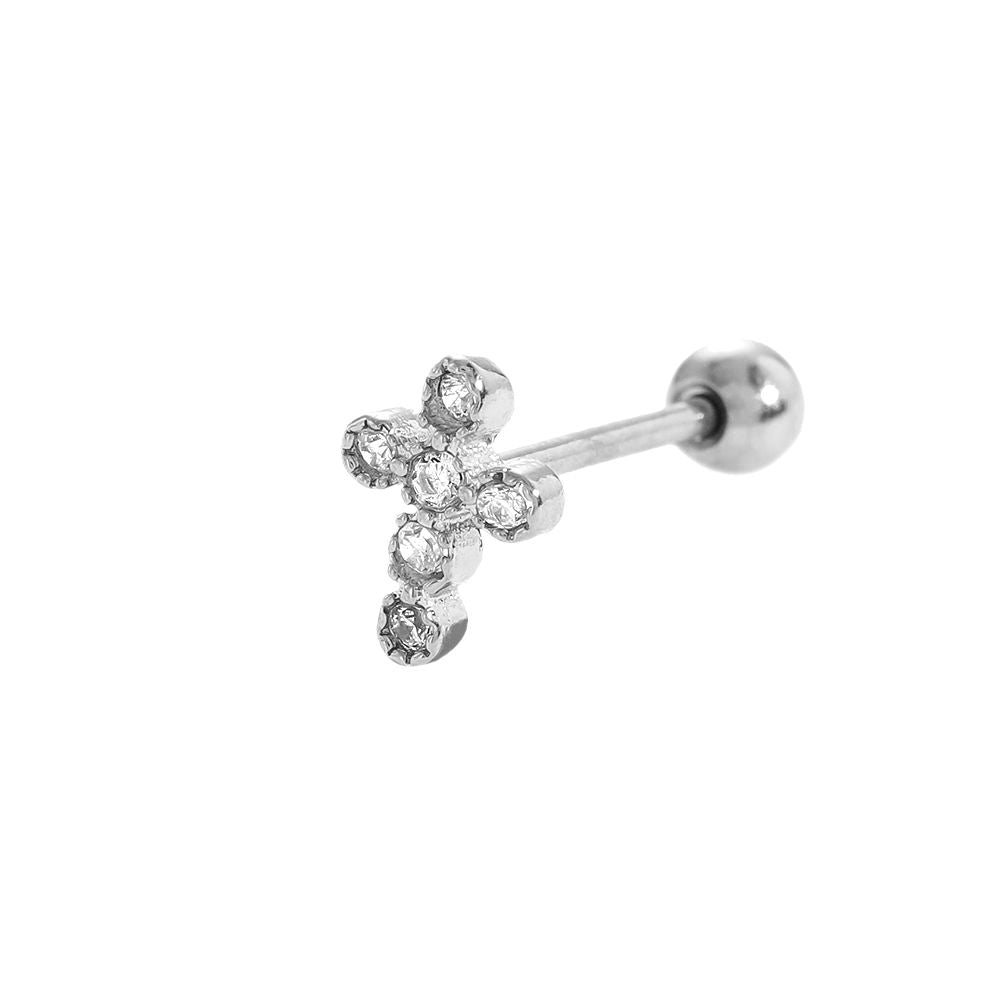 Oval Kreuz Piercing- Silber