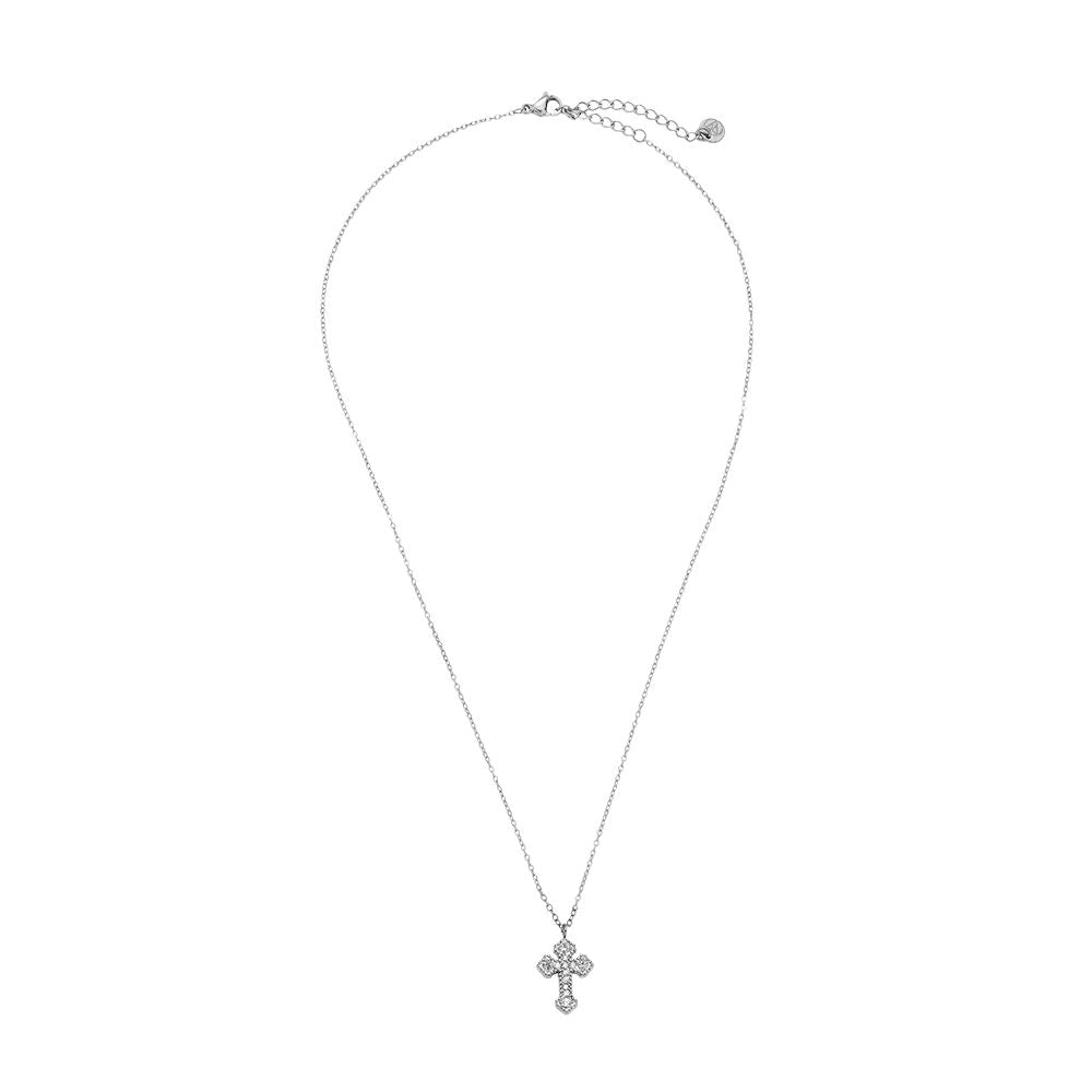 Minimalistisch Kette mit funkelndem Kreuzanhänger- Silber