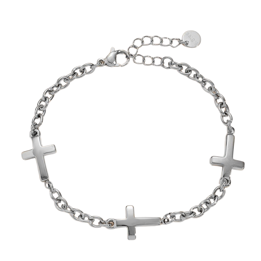 Ovales Kreuz Armband Silber - 316L Edelstahl