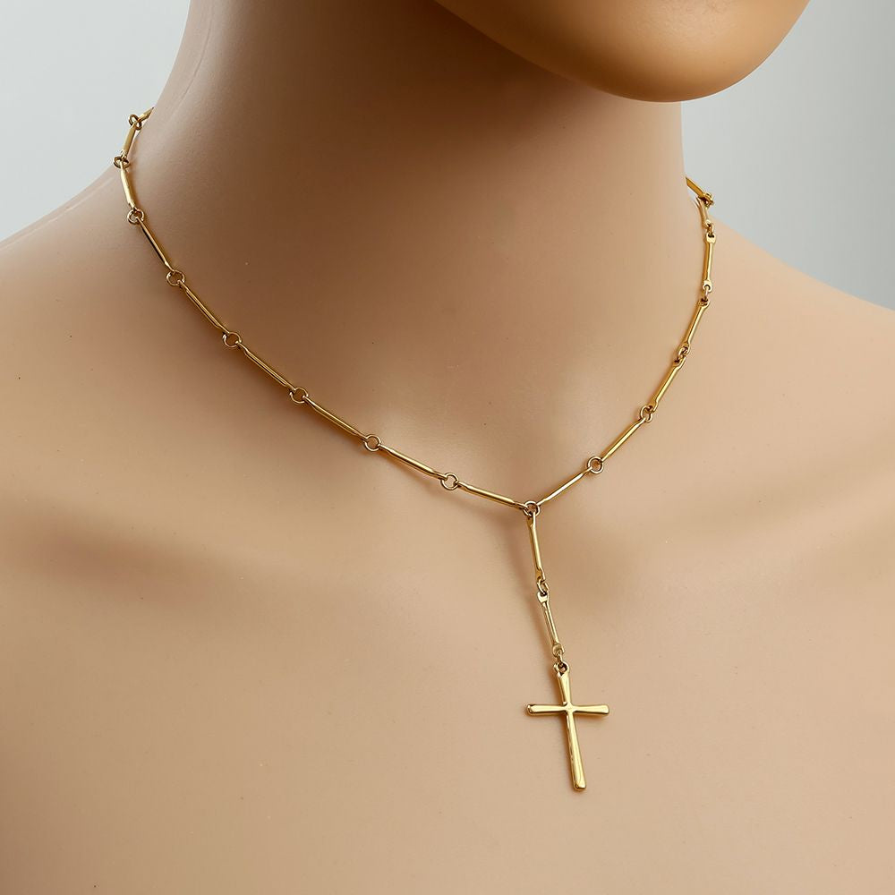 Kreuz im Bamboo Look - 14K Goldplattierung
