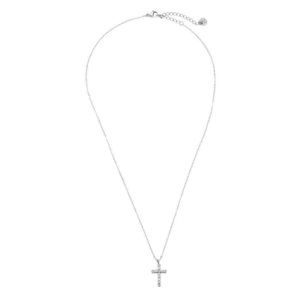 Elegante Kreuzkette mit Steinen – Silber