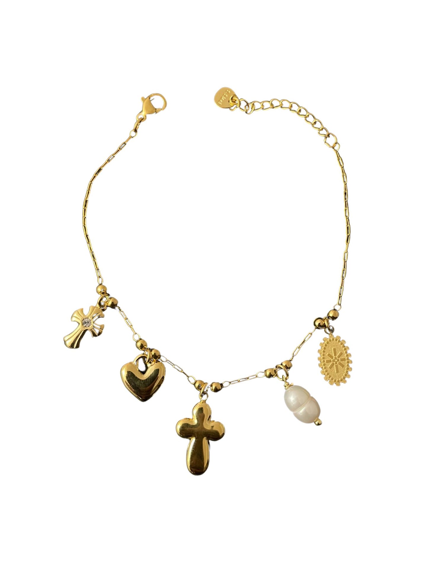 Faith & Love – Goldenes Charm- Armband 14K Vergoldet