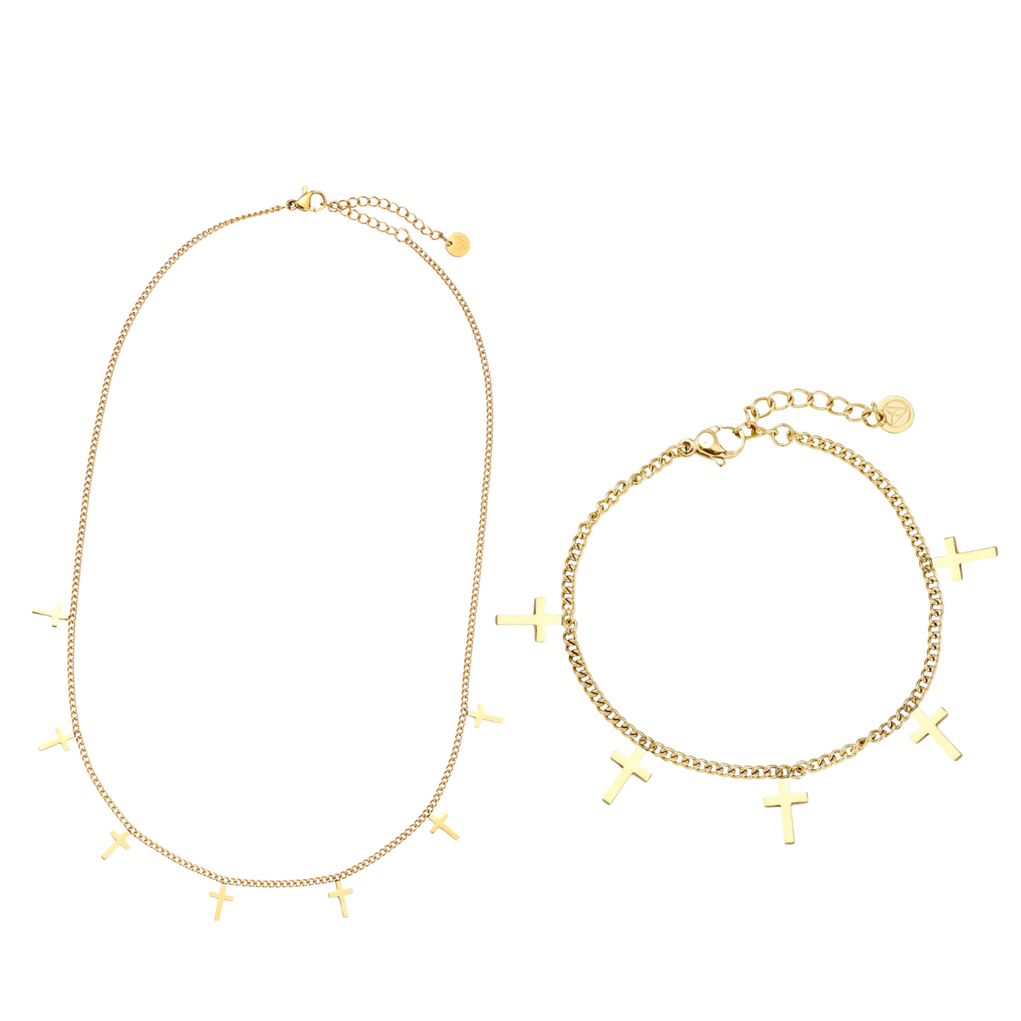 Pure Cross Halskette + Armband BUNDLE - 14K Vergoldet