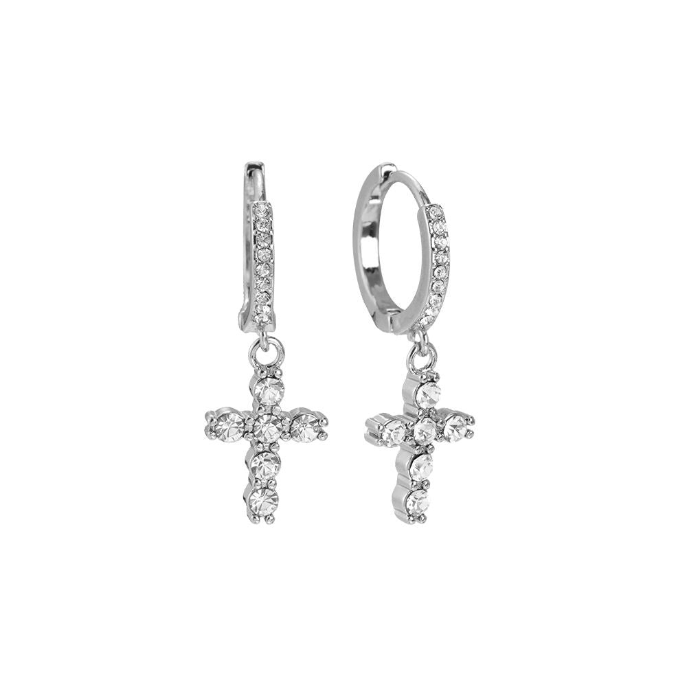 Minimalistischen Kreuz mit Steinen - 316L Edelstahl Silber