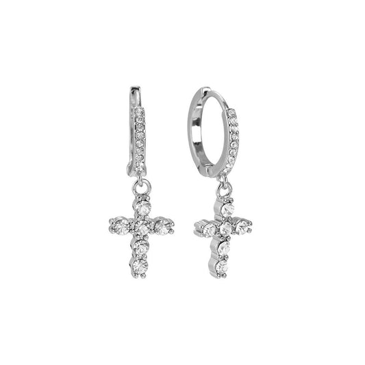 Minimalistischen Kreuz mit Steinen - 316L Edelstahl Silber