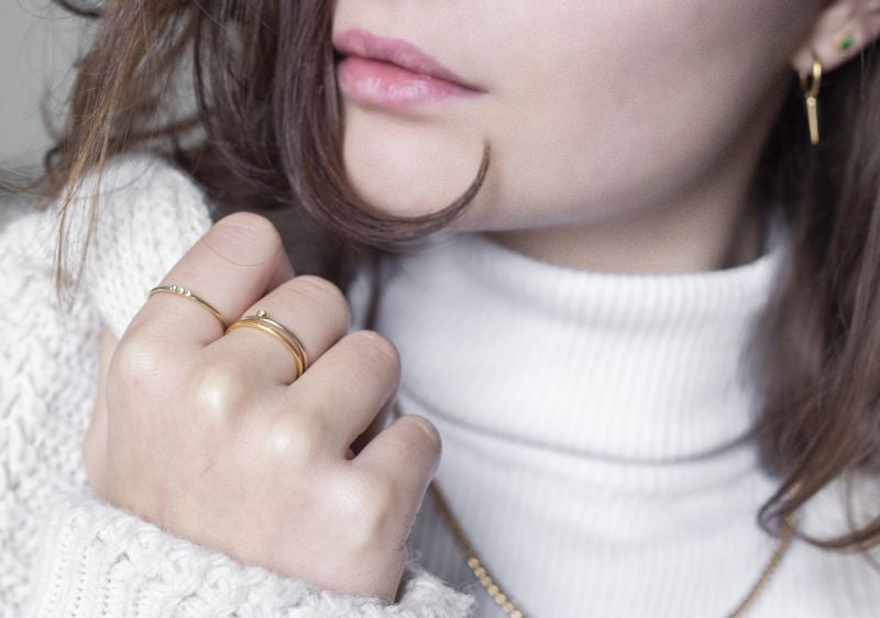 Simple Ring mit Kugeln- 14K Goldplattierung