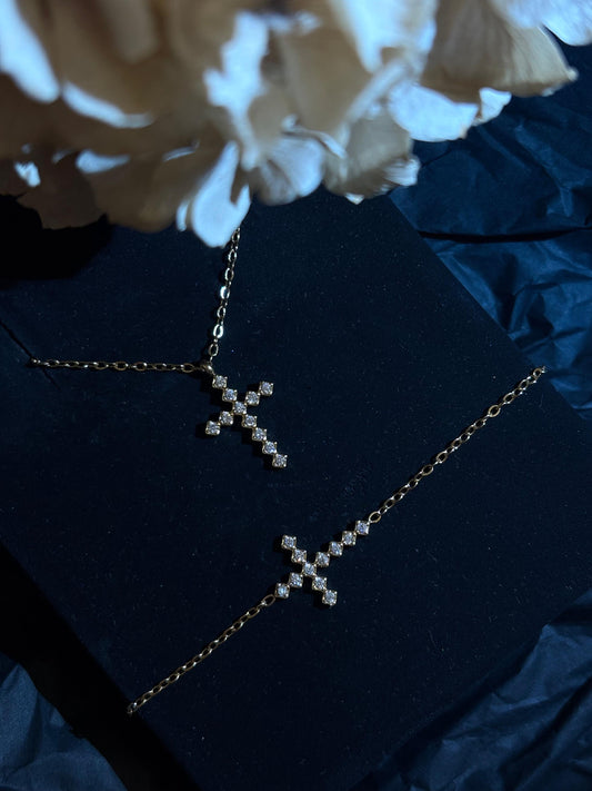 Crossing Halskette X Armband SET - 14K Goldplattierung