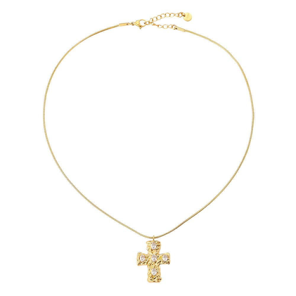 Lava Kreuz mit Steinen und Kette