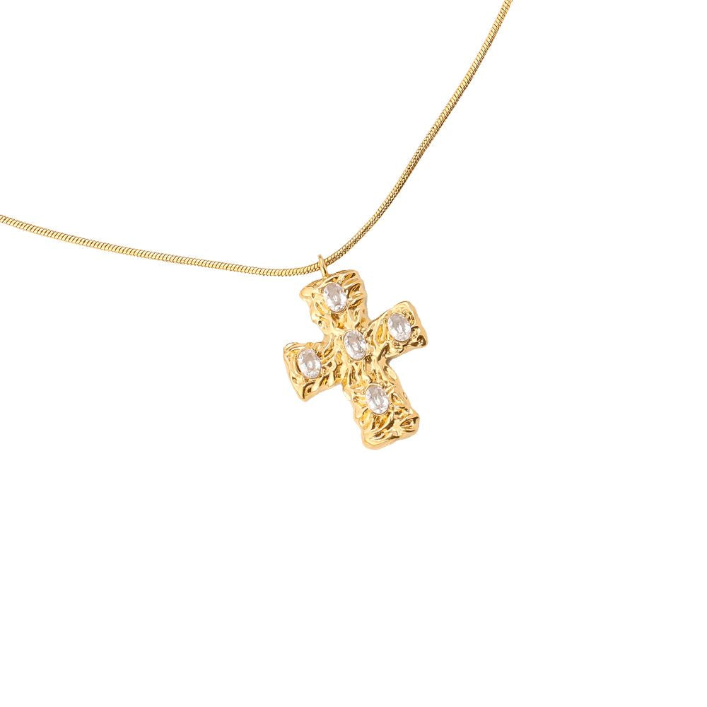 Lava Kreuz mit Steinen und Kette