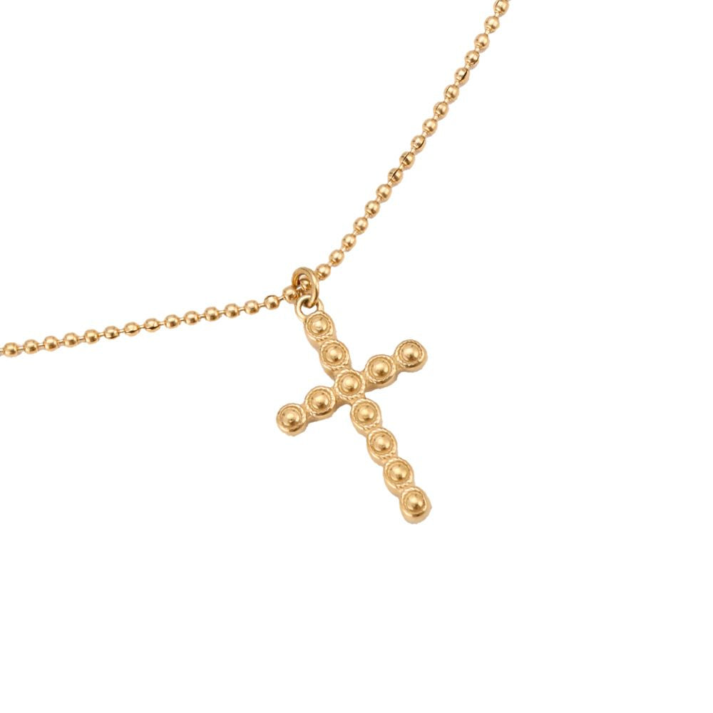Kugel Kreuz mit Kette - 14K Vergoldet