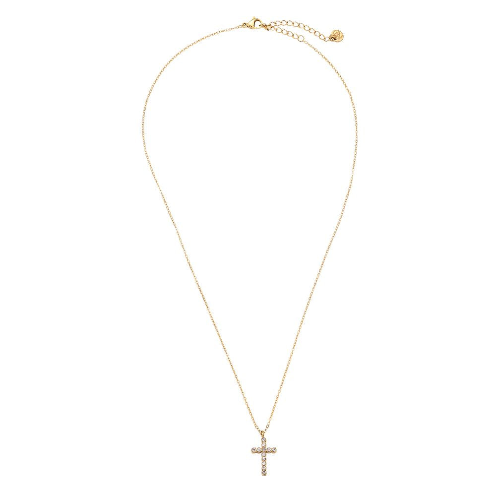 Elegante Kreuzkette mit Steinen – 14K Goldplattierung