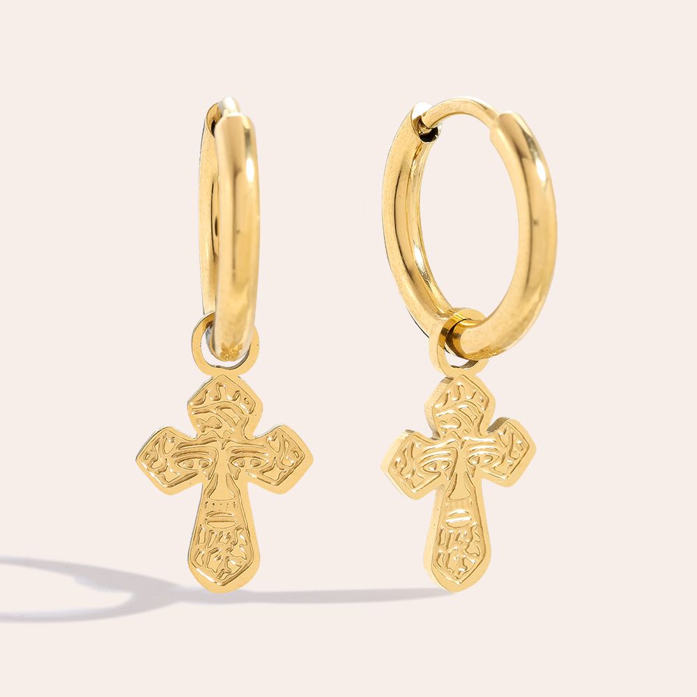 Süße Kreuz Ohrringe - 14K Goldplattierung