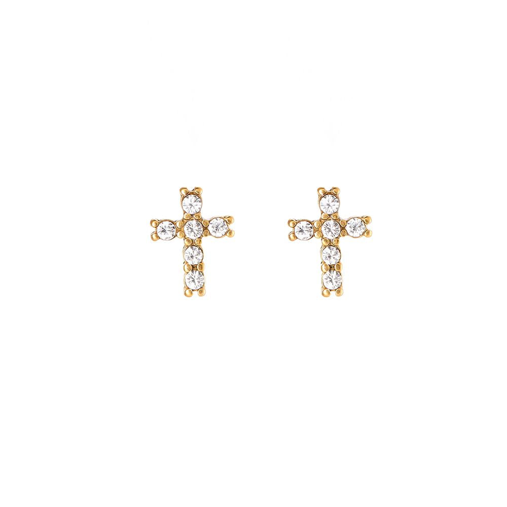 Klassische Kreuz Ohrringe - 14K Goldplattierung