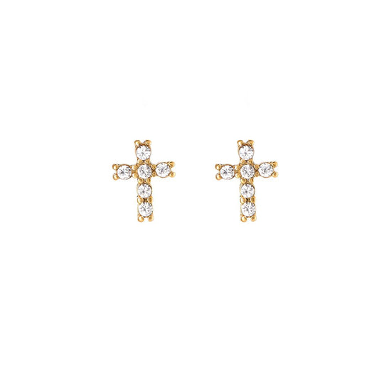 Klassische Kreuz Ohrringe - 14K Goldplattierung