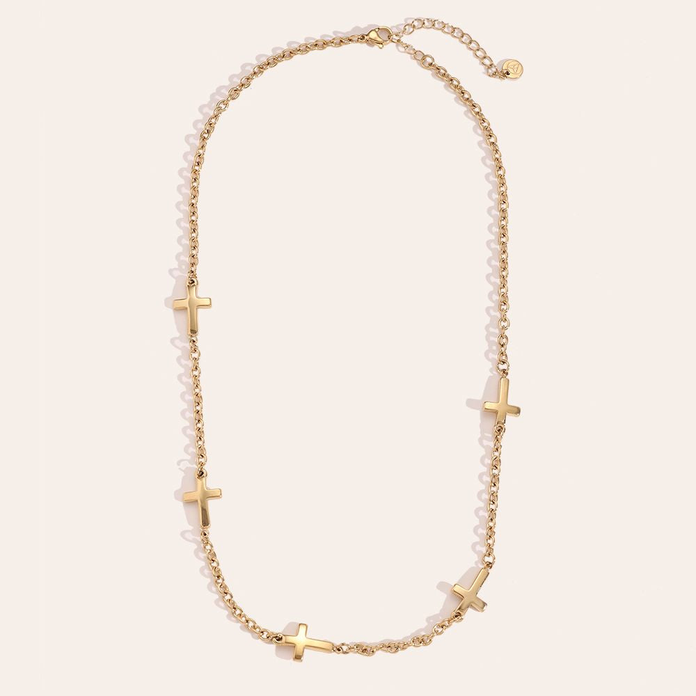 Ovale Kreuz kette - 14K Goldplattierung