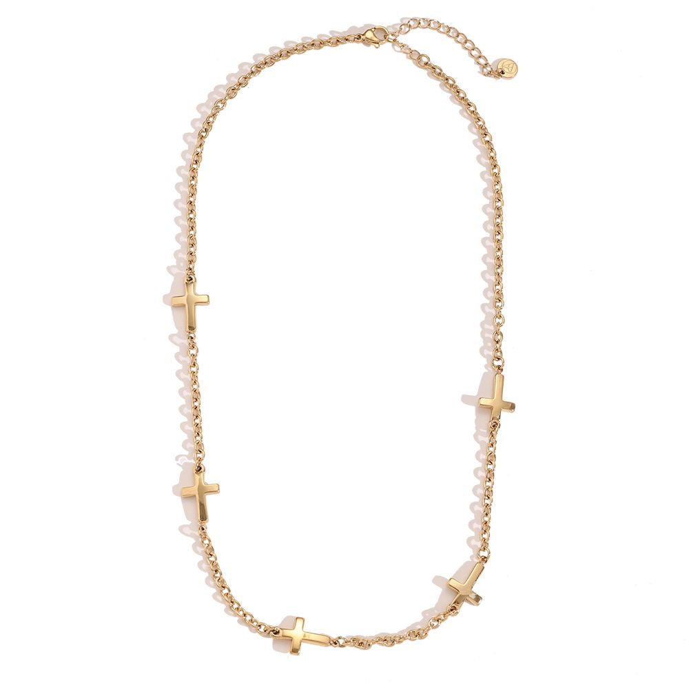 Ovale Kreuz kette - 14K Goldplattierung