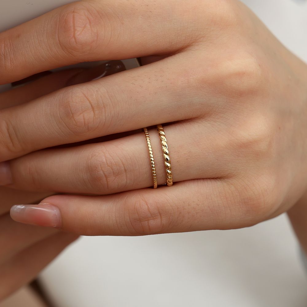 Doppel Layer Ring - 14K Goldplattierung
