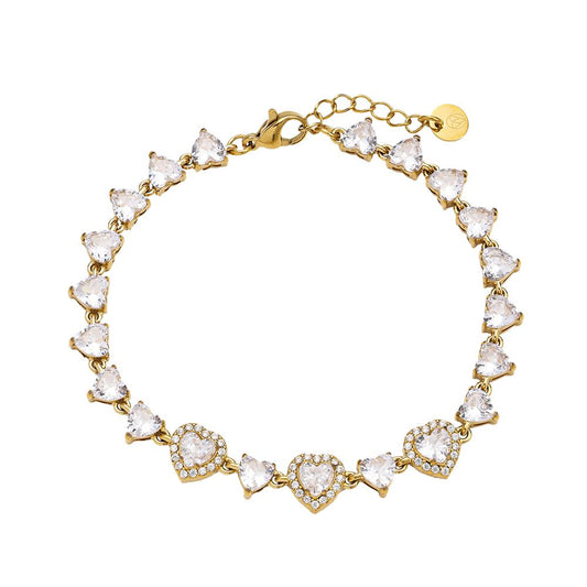 Herz mit Steinen Armband - 14K Goldplattierung