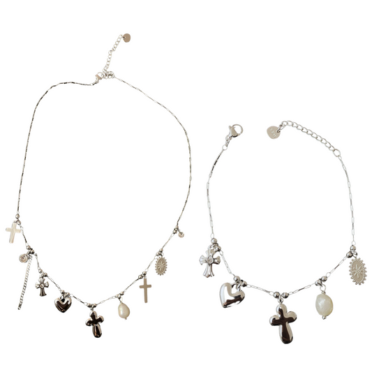Faith & Love – Silberne Charm mit Symbolen - BUNDLE SET