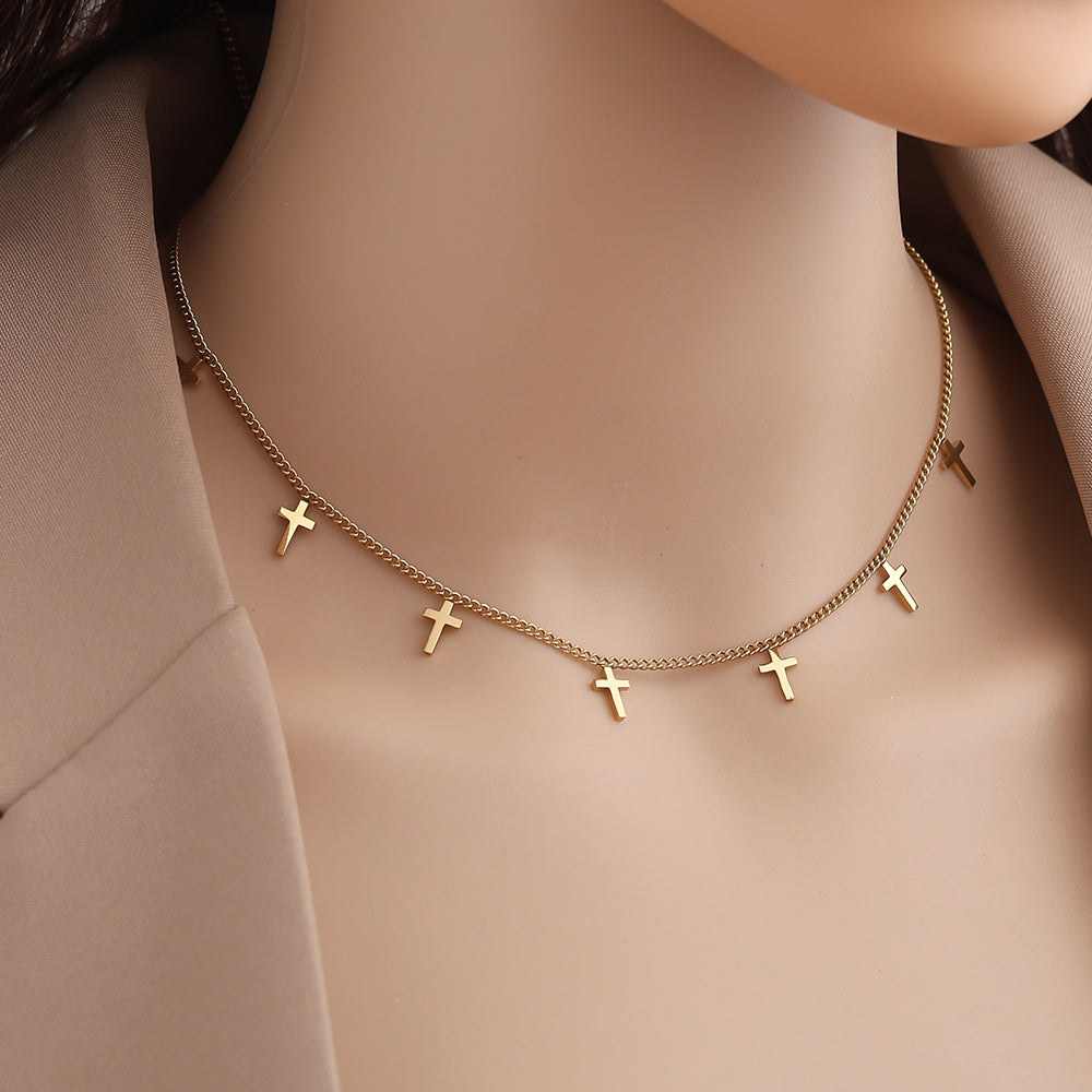Pure Cross Halskette - 14K Vergoldet