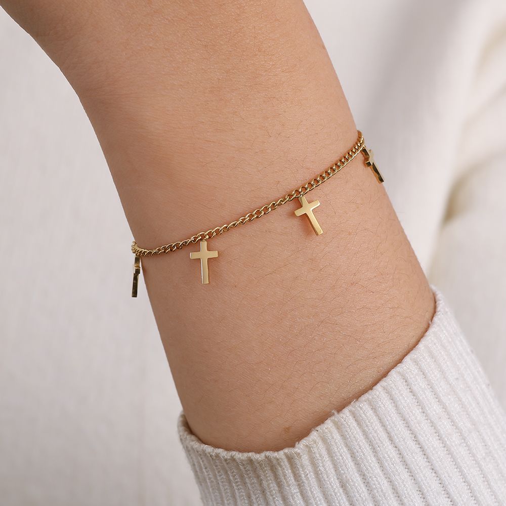 Pure Cross Armband - 14K Vergoldet